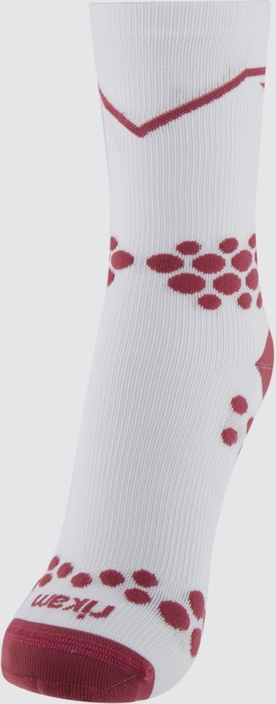 Meia Rikam Performance Compressão Cano Médio Feminina Branca e Grená