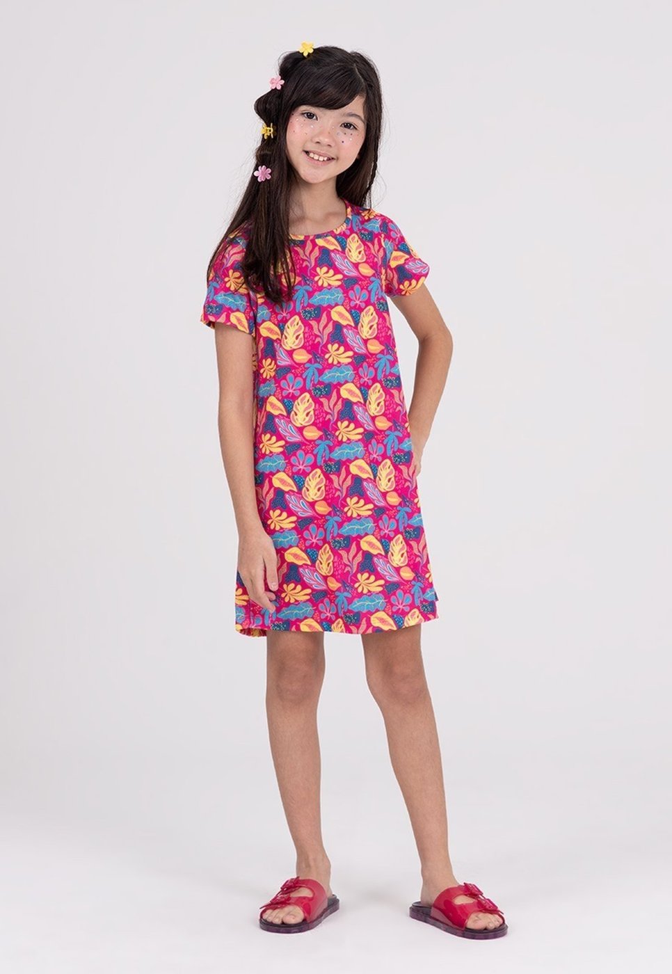 Imagem principal Infantil - Vestido Sublimado Folhagens VIDA COSTEIRA rosa VIDA COSTEIRA rosa