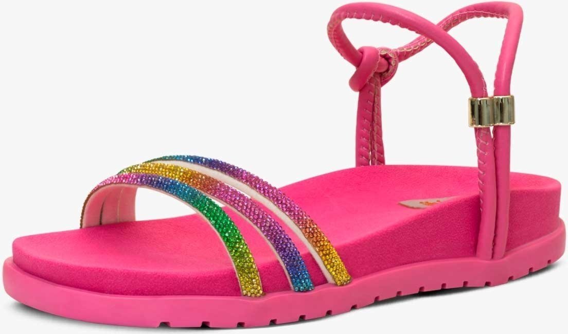 Imagem principal Infantil - Sandália Papete Feminina Pópidi Flat Brilho Strass Colorido multicolorido Pópidí multicolorido
