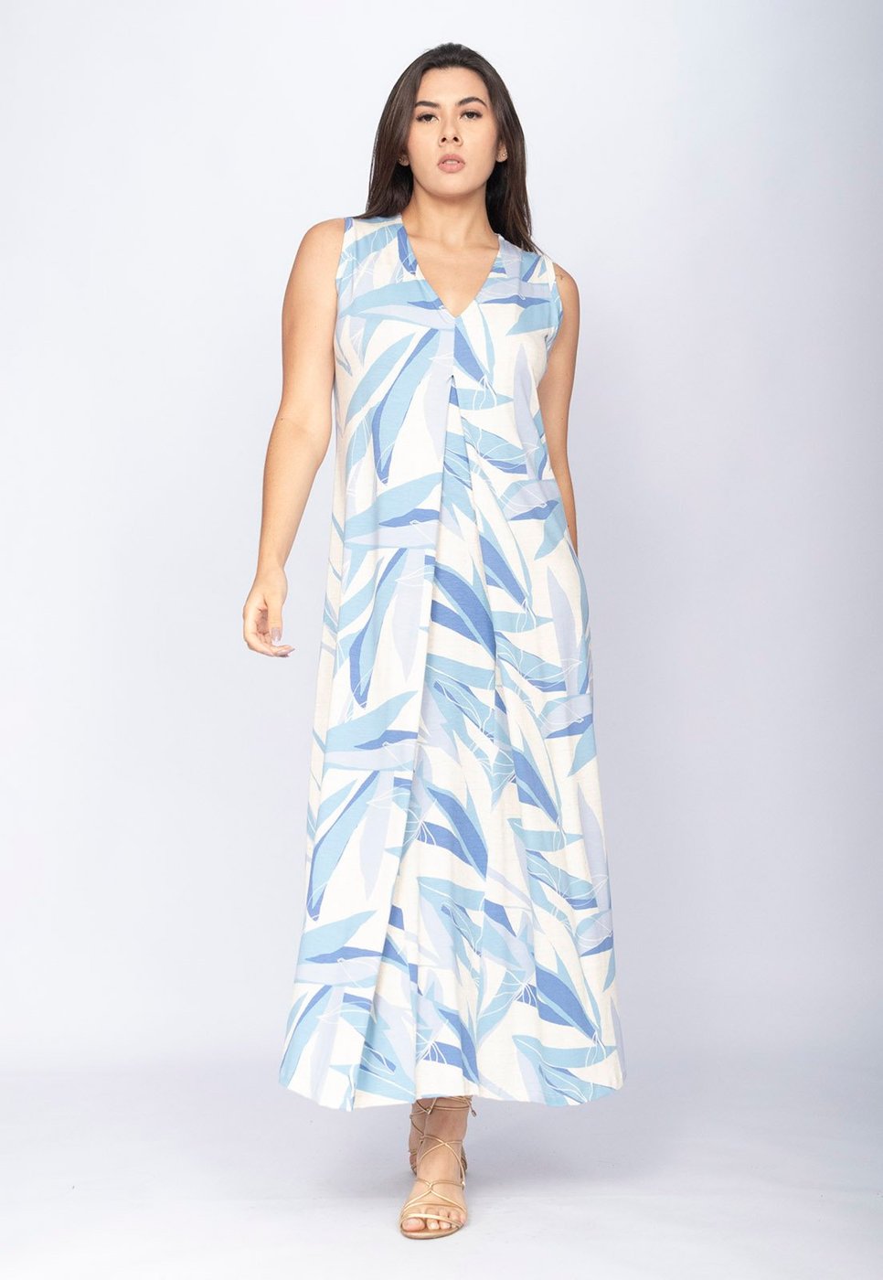 Vestido CabanaFree Longo Acará Malha Estampa Selvagem Blue