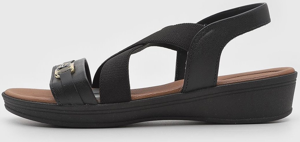 Imagem principal Sandália Feminina Usaflex Anabela Baixa Preta preto Usaflex preto