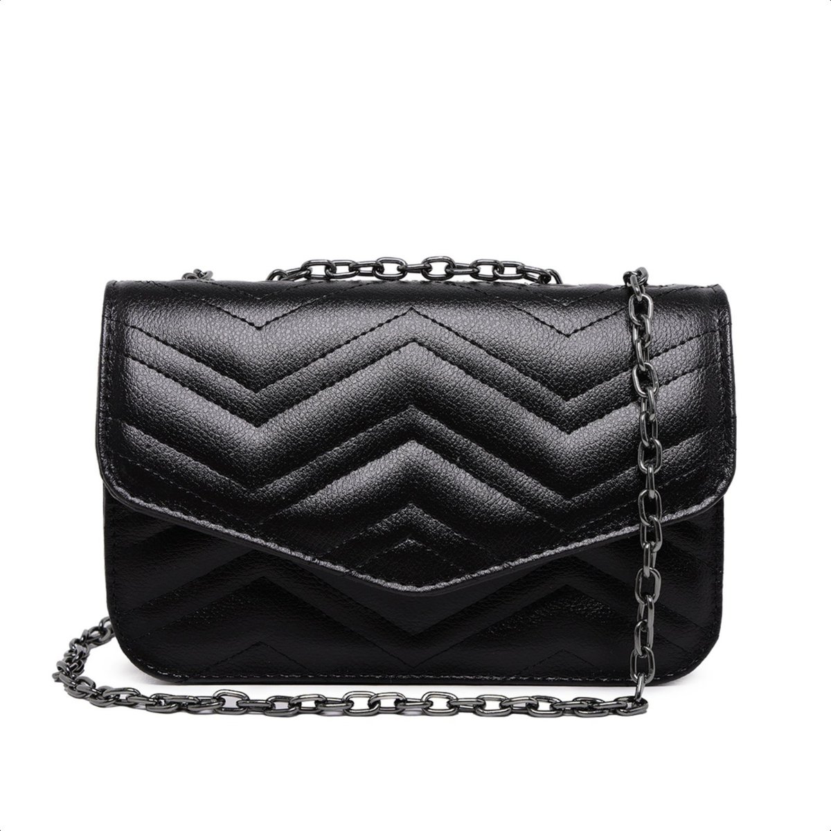 Bolsa Feminina Preta Clutch Pequena De Mão De Ombro Alça Corrente Carmelo Shoes Festa Balada