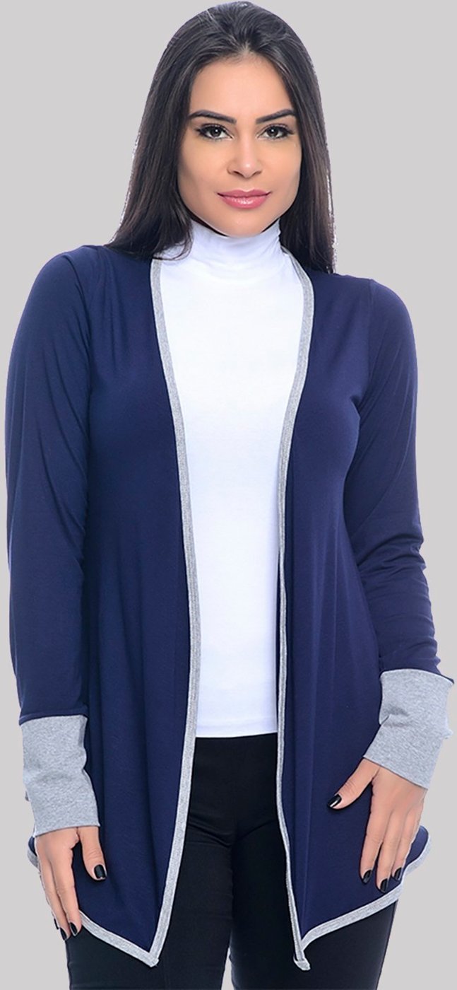 Imagem principal Cardigan Feminino M/L B’Bonnie Melinda Marinho B'Bonnie azul/cinza B'Bonnie azul/cinza