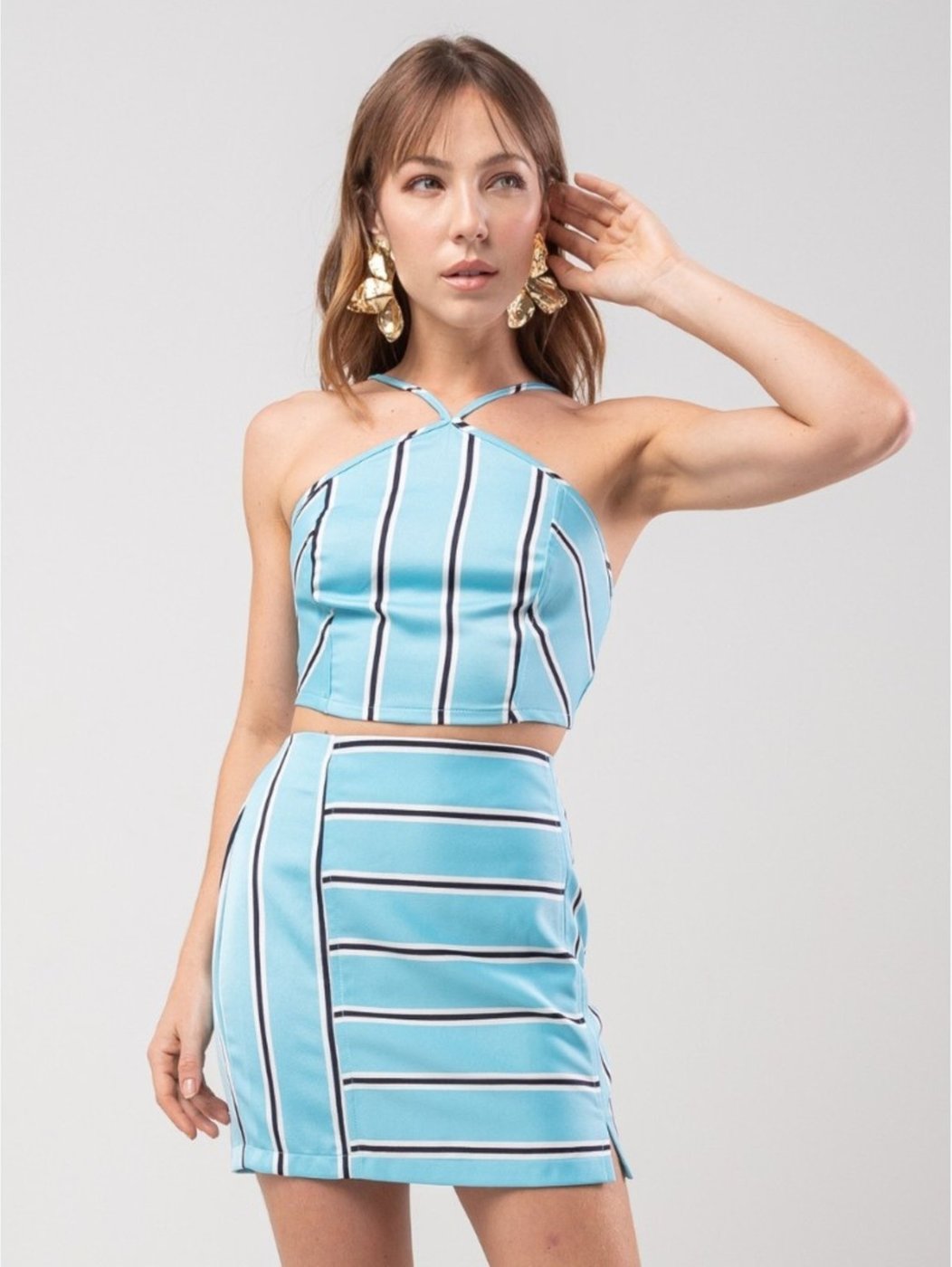 Sawary Fashion Saia Curta Listrada Linear