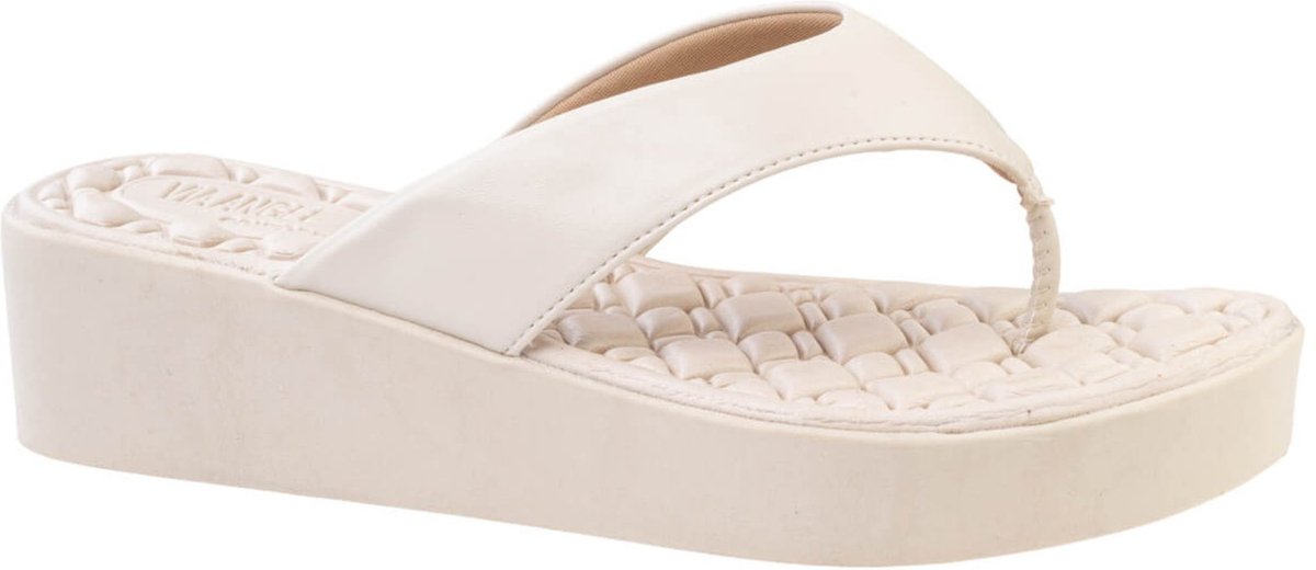 Tamanco Ortopédico Feminino Dedo Plataforma Confortável Versátil Via Angel 8504 Off White