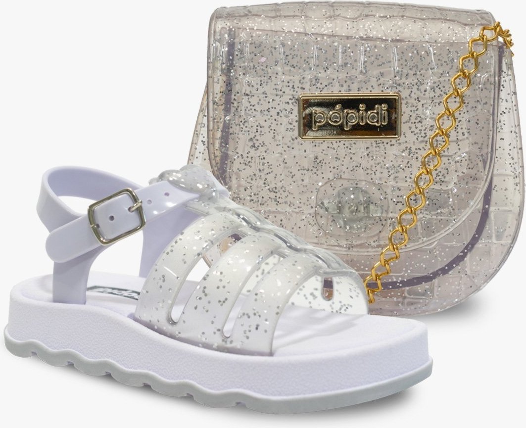 Infantil - Kit Bolsa e Sandália Juvenil Menina Pópidi Glitter
