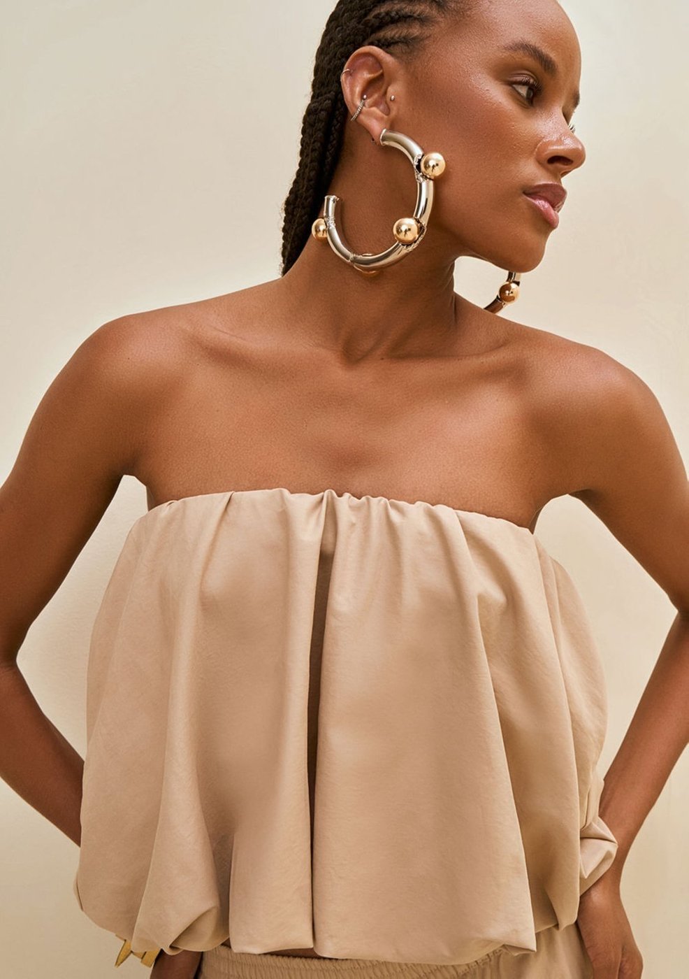 Saia Morena Rosa Evasê édia Curta Bege