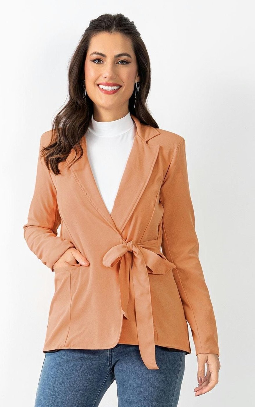 Blazer Com Bolsos E Amarração