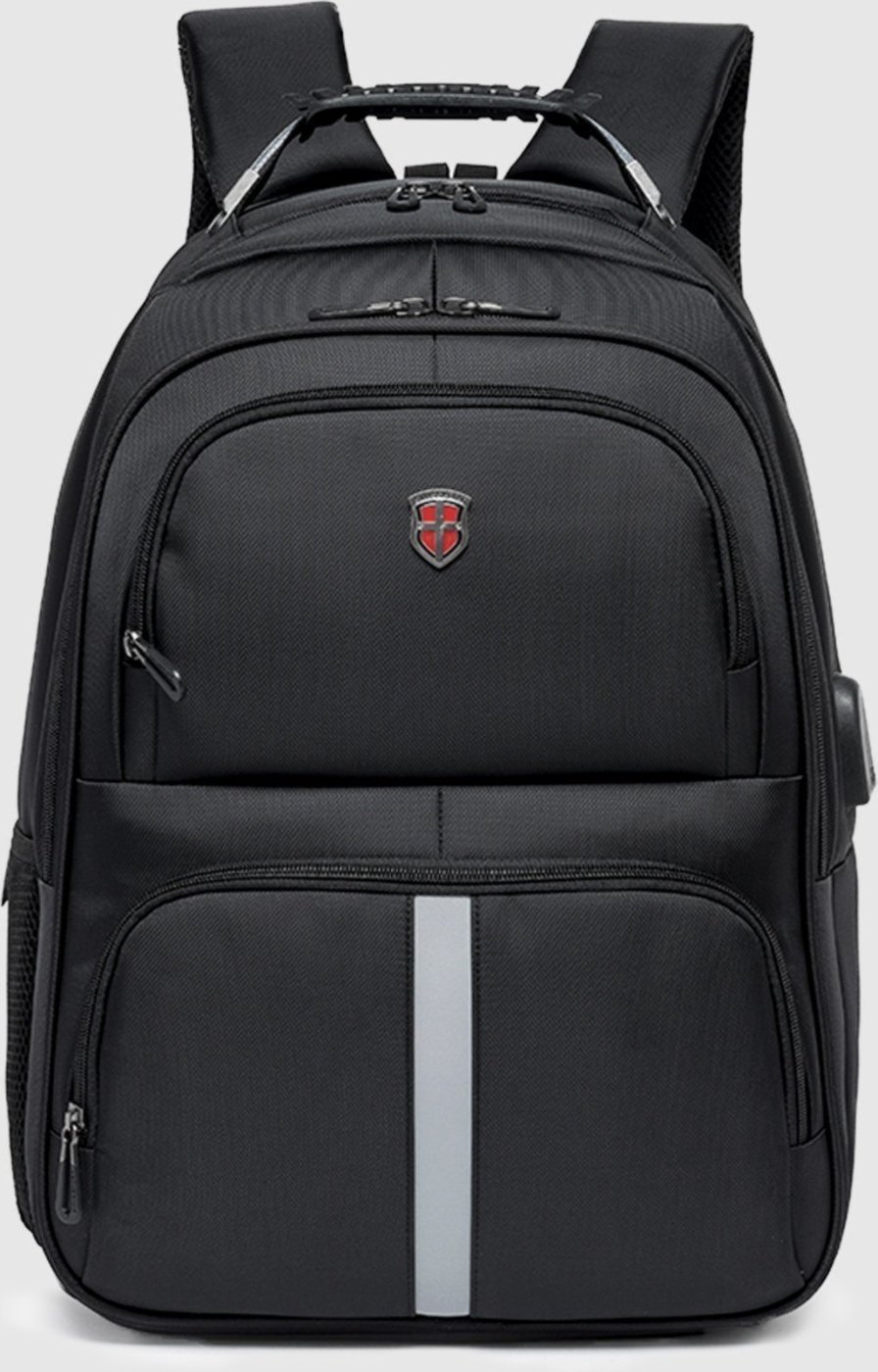 Mochila Executiva Swissport Faixa Refletiva Usb Notebook Trabalho Moderna Alça Cabo De Aço