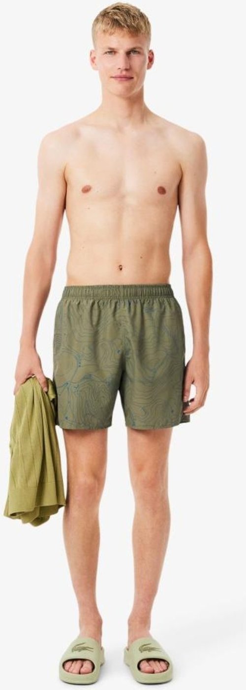 Imagem principal Sunga de Natação Estampada de Comprimento édio Lacoste verde Lacoste verde