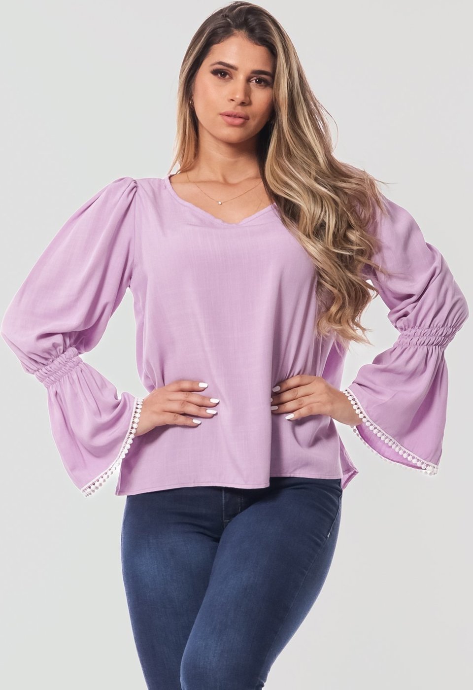 Imagem principal Blusa Flare com Elástico B’Bonnie Caroline Lavanda B'Bonnie lilás lavanda B'Bonnie lilás lavanda
