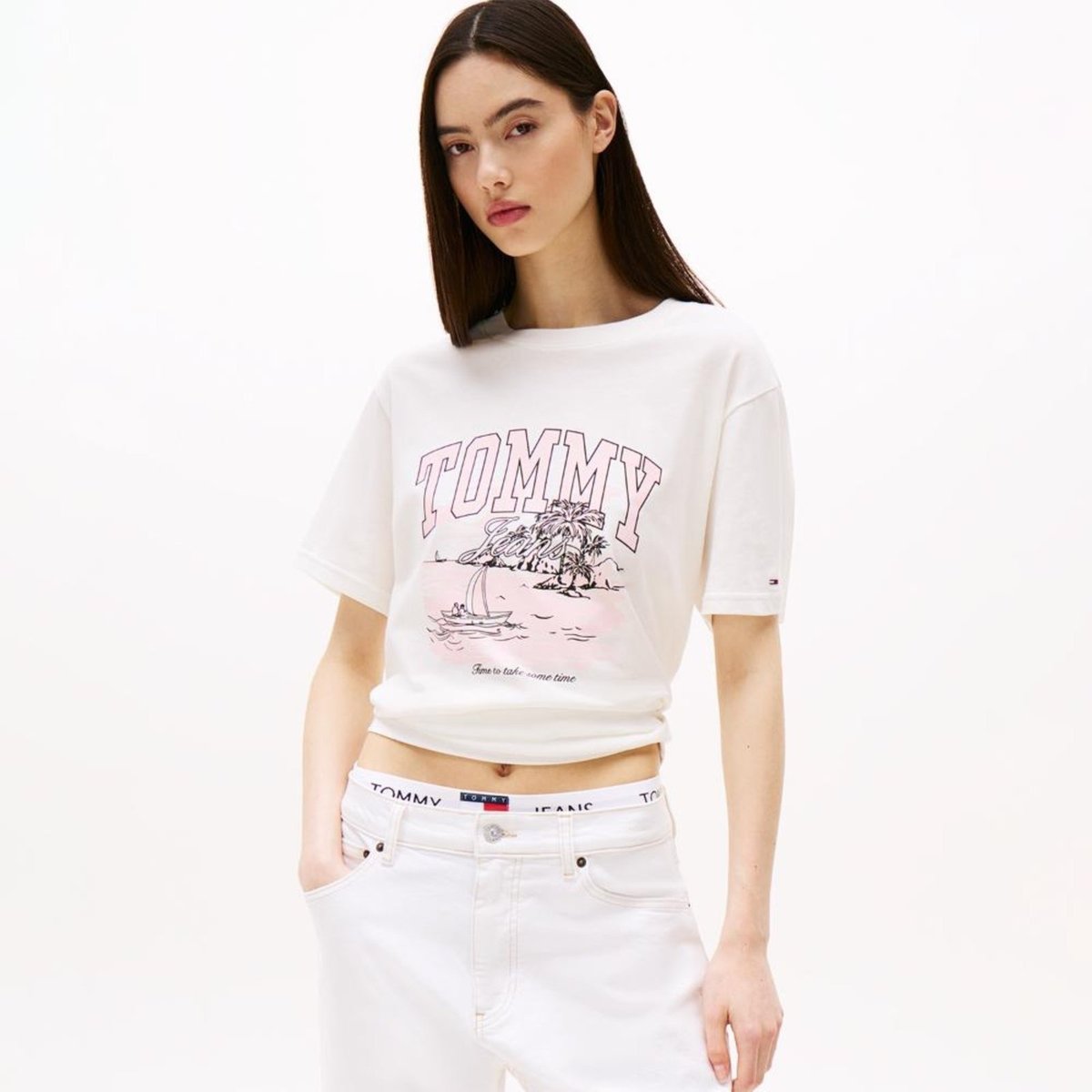 Imagem principal Camiseta Tropical Relaxed Fit Tommy Jeans - EGG branco Tommy Jeans branco