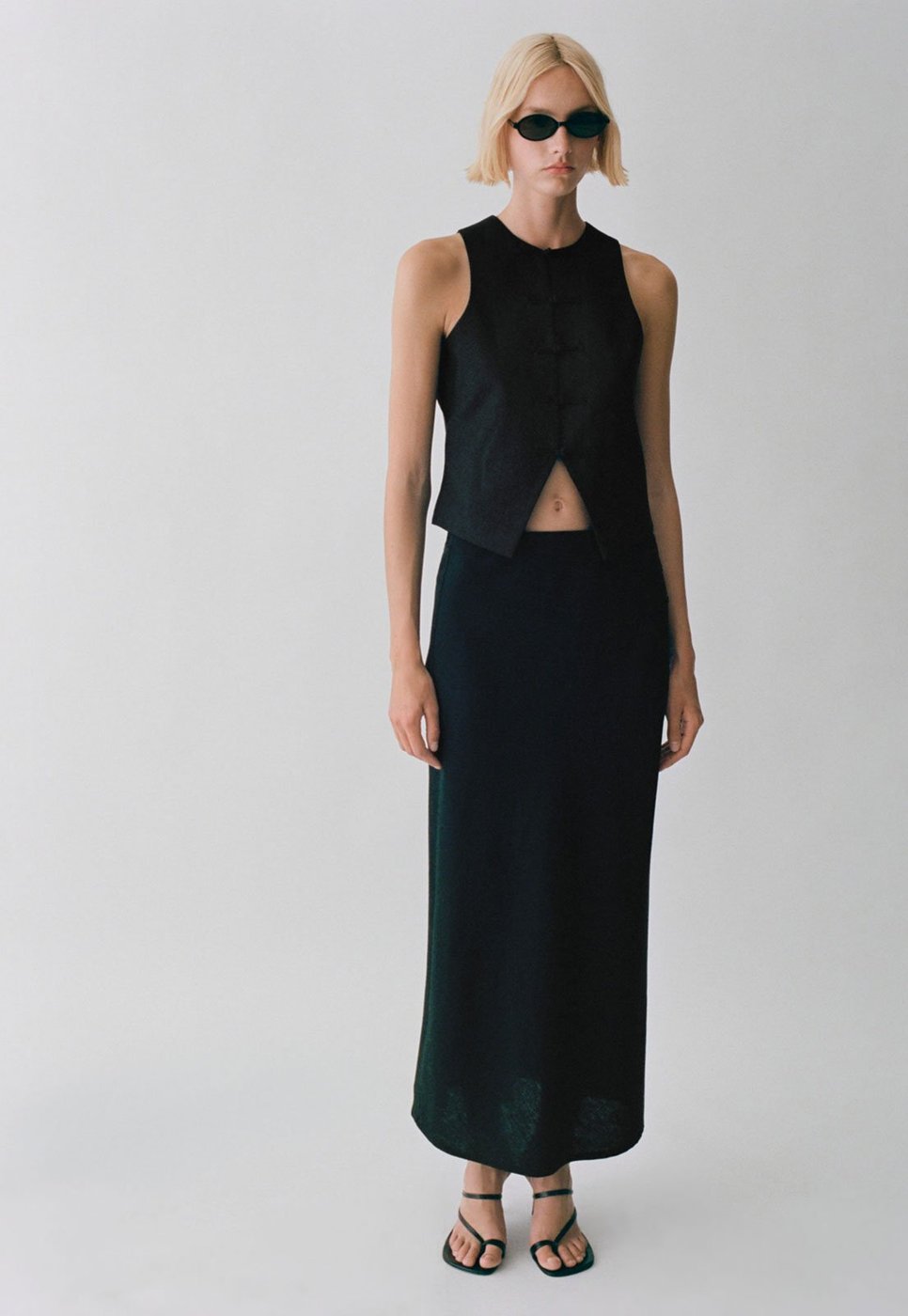 Saia Mango Longa Laguna Preta