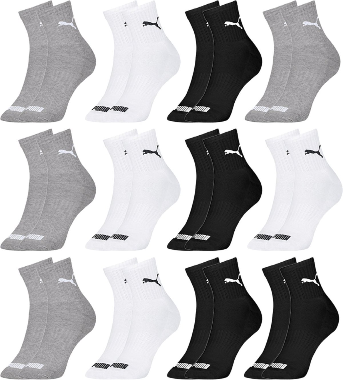 Kit 12 Pares Meias Puma Cano Médio Algodão Masculino Original