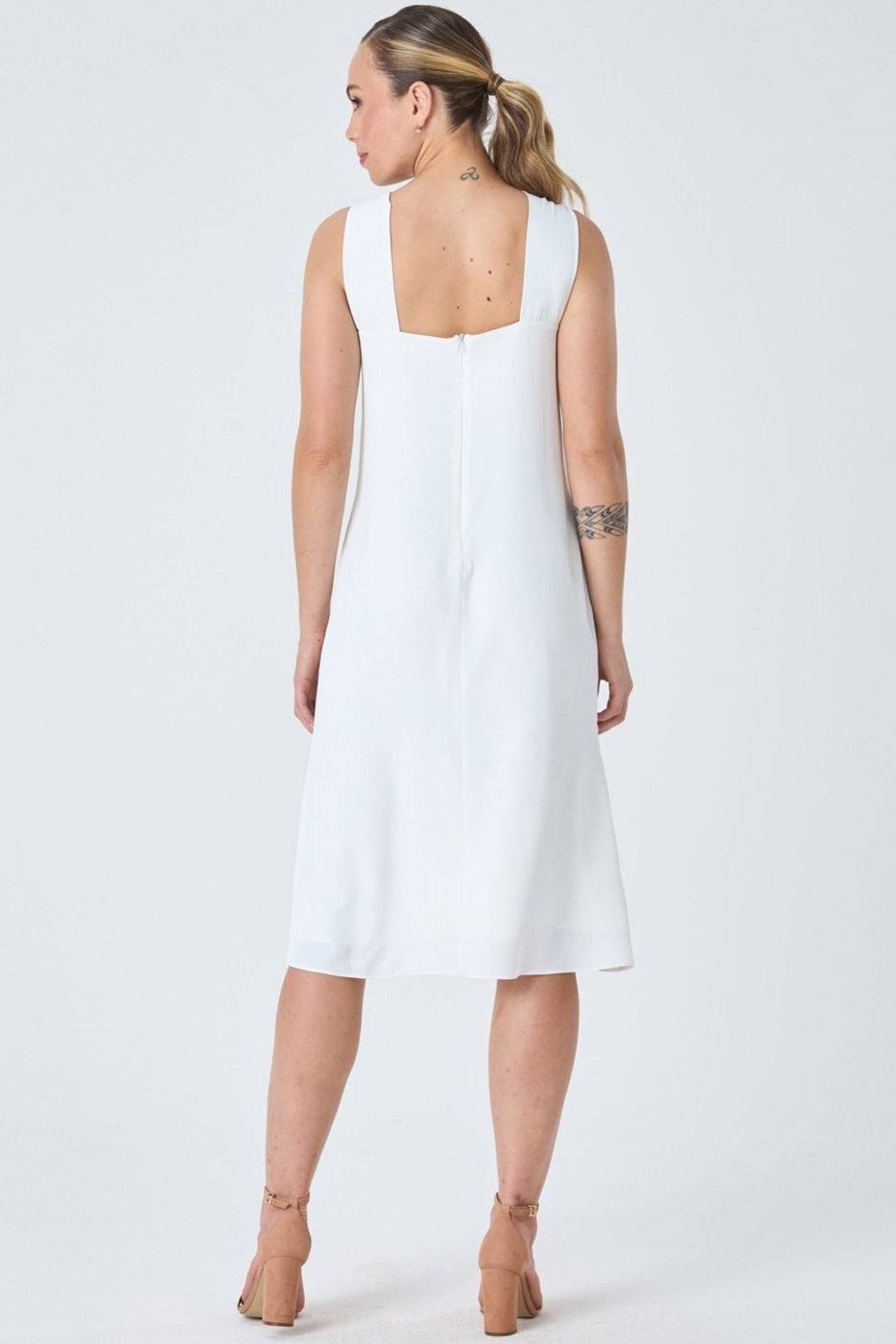 Vestido Midi PKS Frente Única Off White