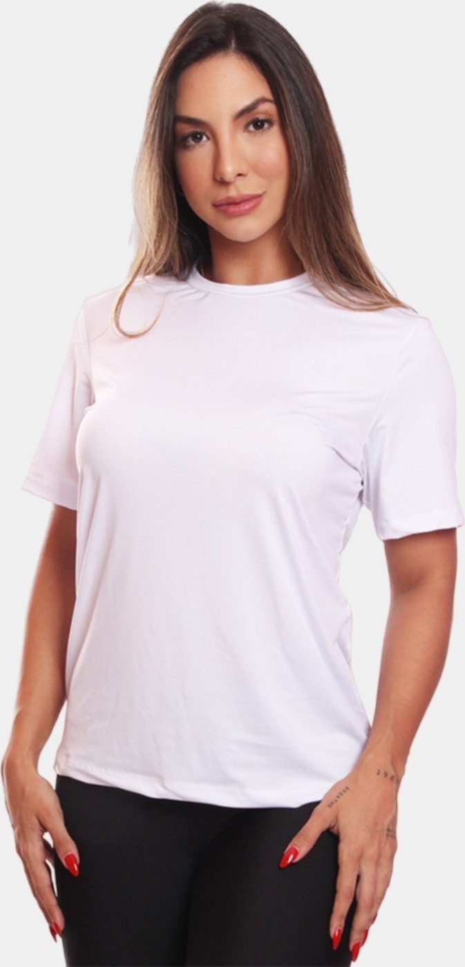 Imagem principal Camiseta Feminina Dry Fit Básica Lisa Proteção Solar UV Térmica Blusa Academia Esporte Camisa ADRIBEN branco ADRIBEN branco