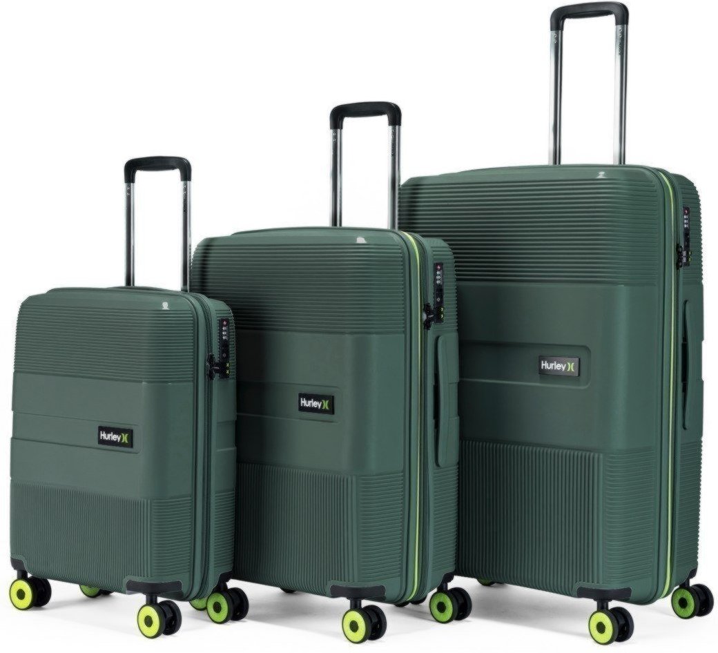 Kit 3 Mala Viagem Com Rodinhas Hurley Masculina 360° Rígida Reforçada Padrão Anac Cadeado Tsa