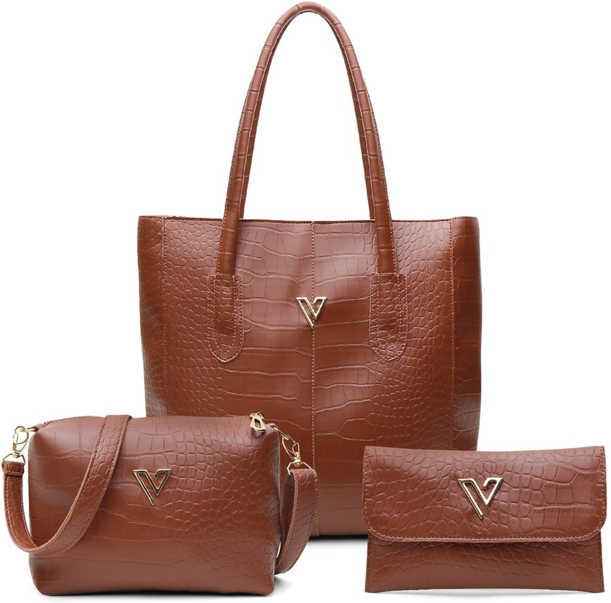 Imagem principal Kit 2 Bolsas Feminina Monique Sacola Transversal de Ombro Tiracolo + Carteira Lançamento USE VITTAL caramelo USE VITTAL caramelo