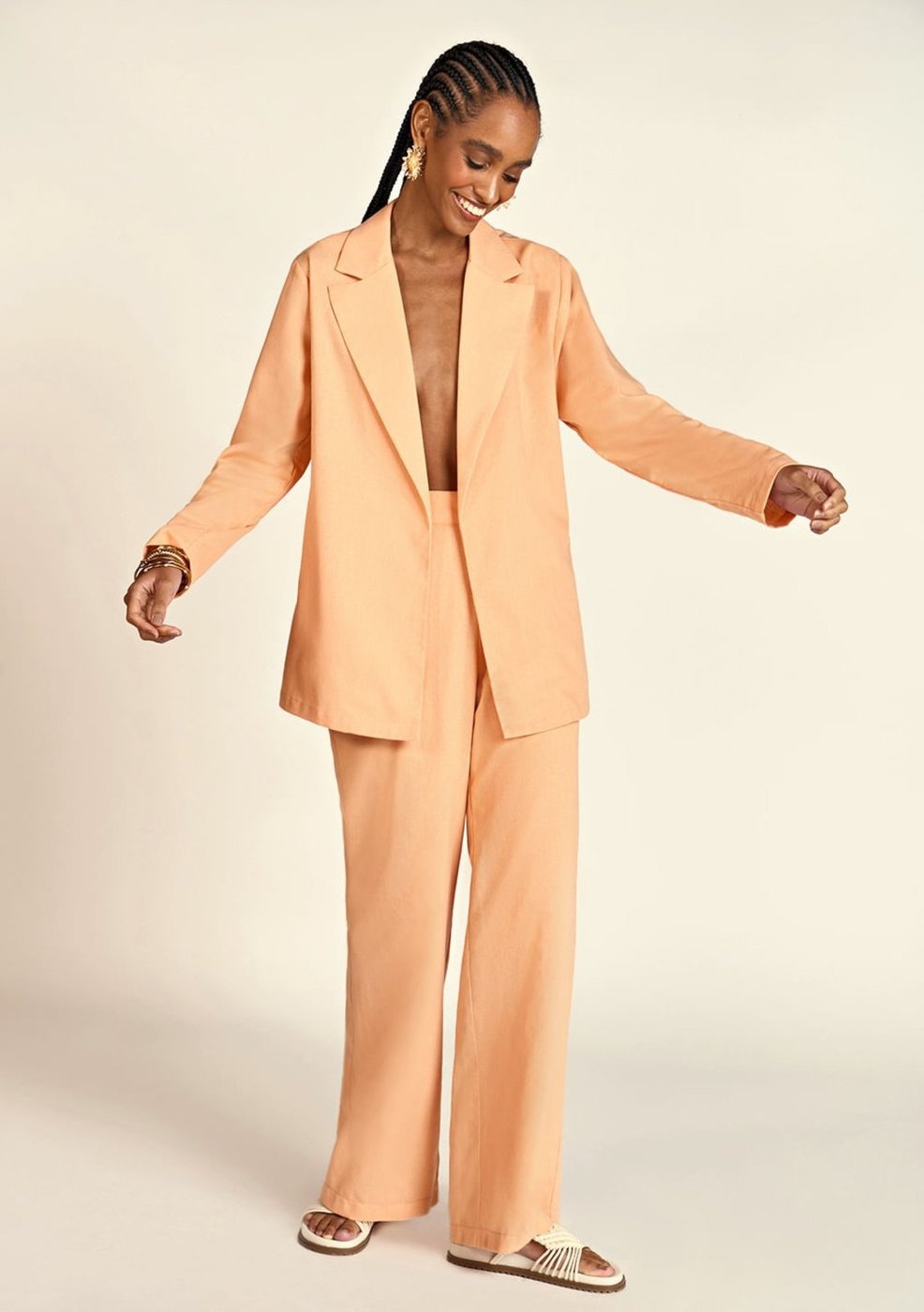 Calça Zinco Reta Cós Alto Bolso-Faca