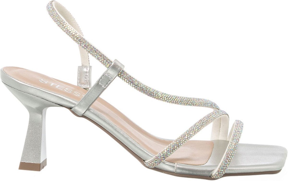 Imagem principal Sandália Feminina Stessy Salto Taça Strass Elegante Festa Brilho Stessy Shoes prata Stessy Shoes prata