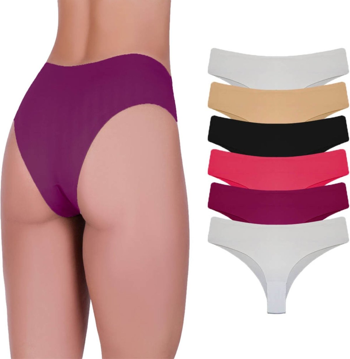 Imagem principal Kit 6 Calcinhas Tanga Corte A Laser Microfibra Sortida Colorido QLC SPORT multicolorido QLC SPORT multicolorido