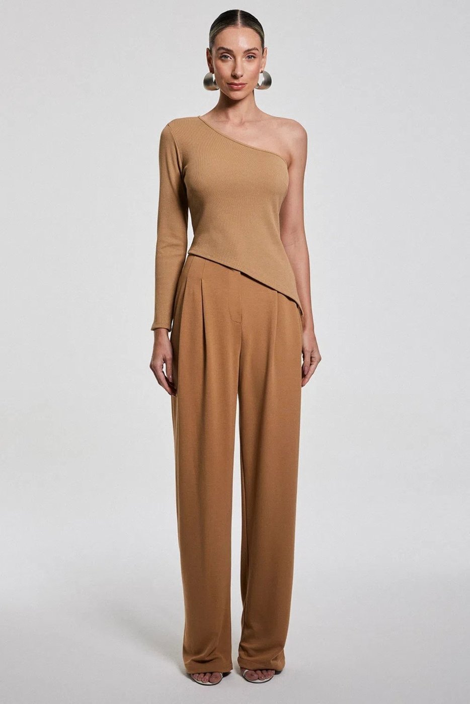 Imagem principal Blusa Um Ombro Só Zen Manga Longa Assimétrica Caqui cáqui caqui ZEN cáqui caqui