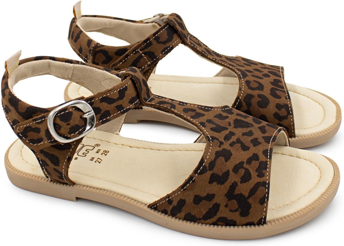 Infantil - Sandalia Menina Blue Estelinha Couro Onça