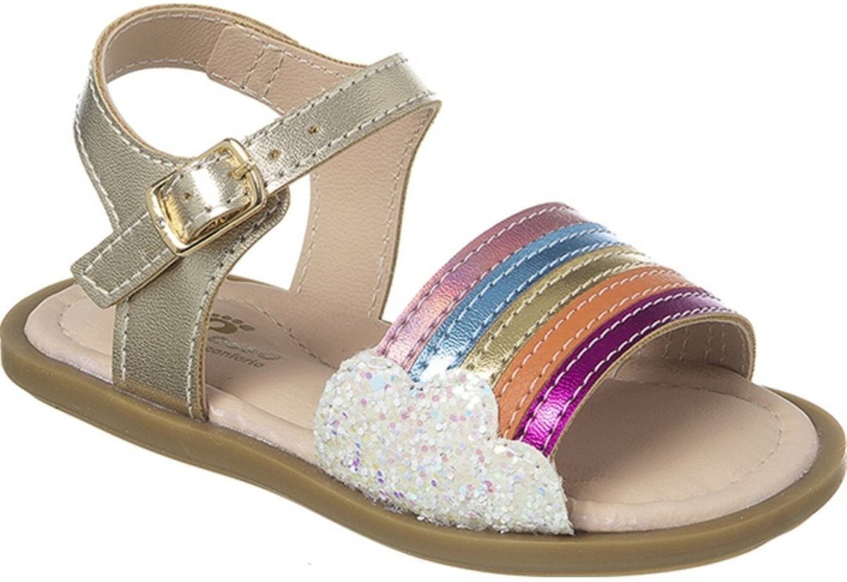 Imagem principal Infantil - Sandália Ortopasso Flowers Eco Menina Colorido dourado Ortopasso dourado