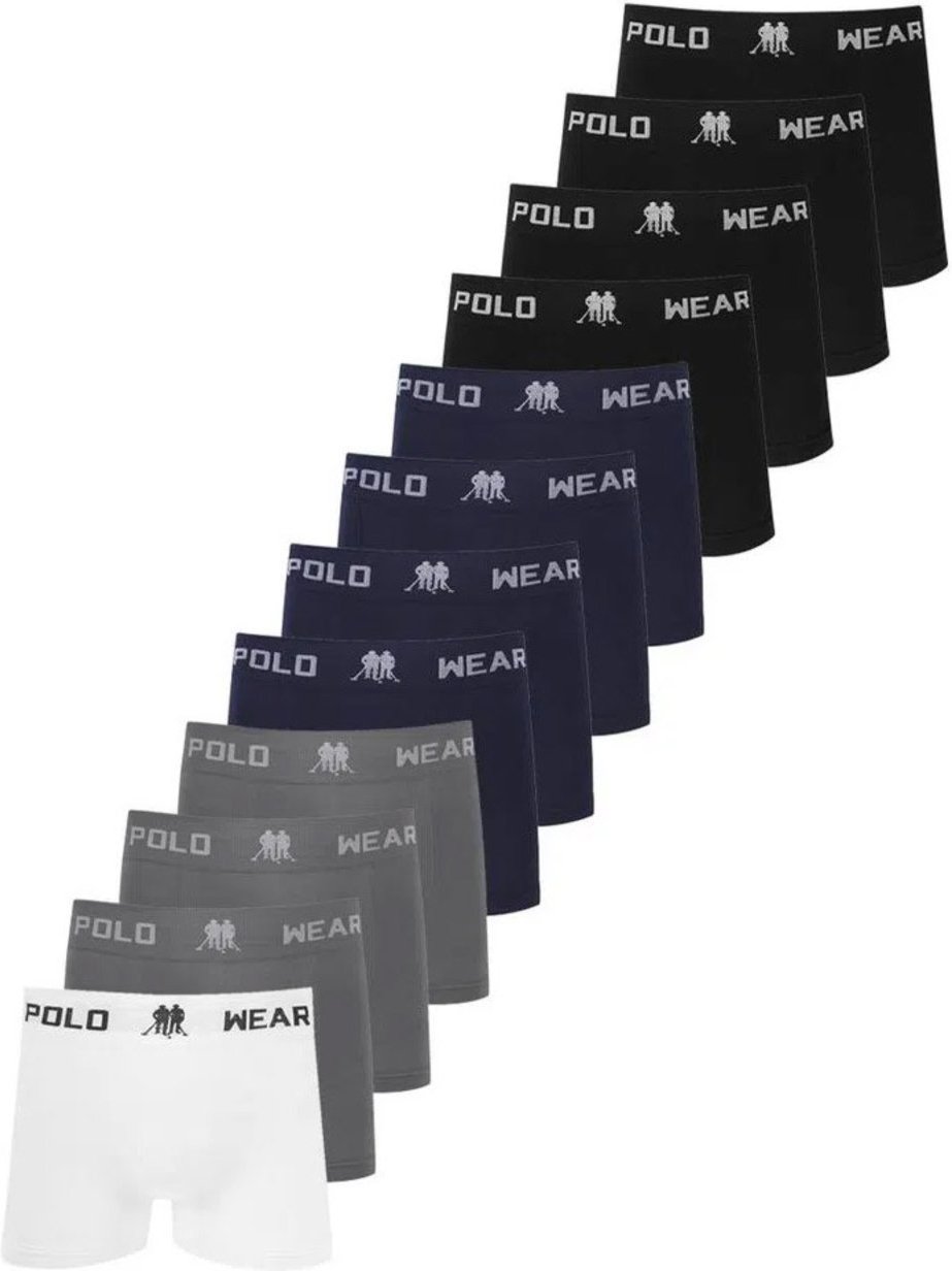 Kit 12 Cuecas Box Microfibra Polo Cor Sortida Colorido