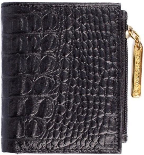 Imagem principal Carteira feminina de couro croco Lilian 11x9,5cm Andrea Vinci preto