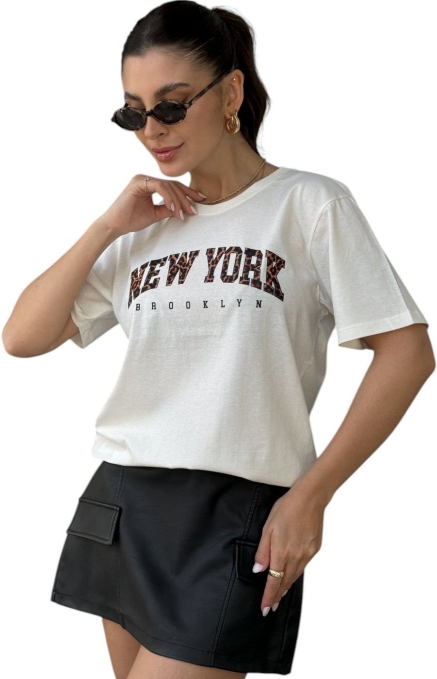 Camiseta Cianitas Off Estampa New York Animal Print