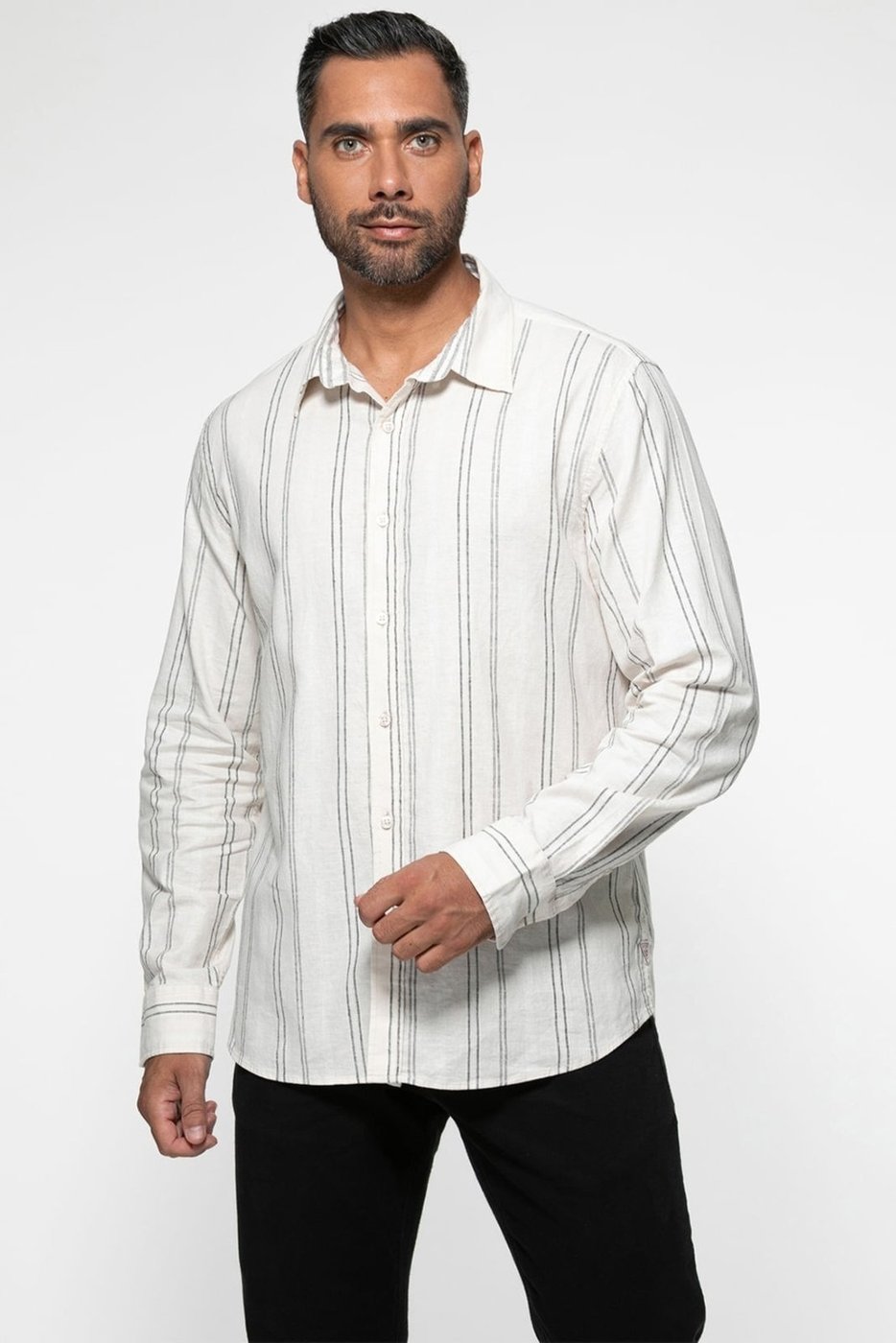 Imagem principal Camisa Guess Linho Eco Listrada Off White off-white white Guess off-white white