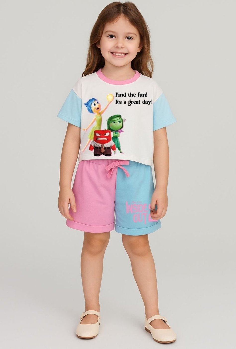 Imagem principal Infantil - Conjunto Disney Feminino Blusa Box e Shorts Divertida Mente 2 off-white Disney off-white