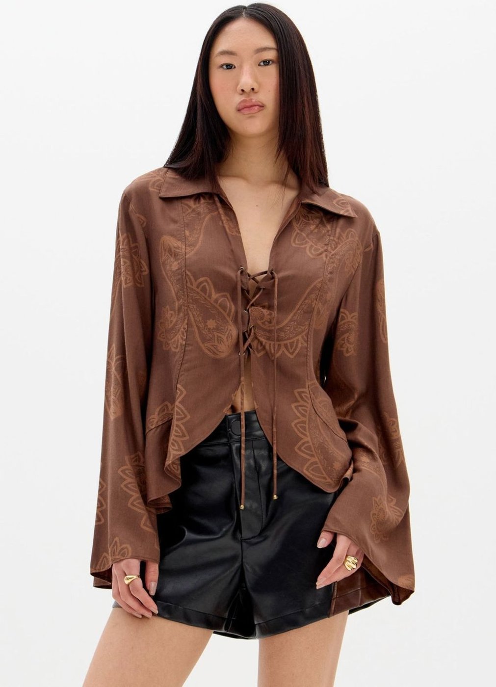 Imagem principal Blusa Manga Flare Com Amarração My Favorite Things marrom My Favorite Things marrom