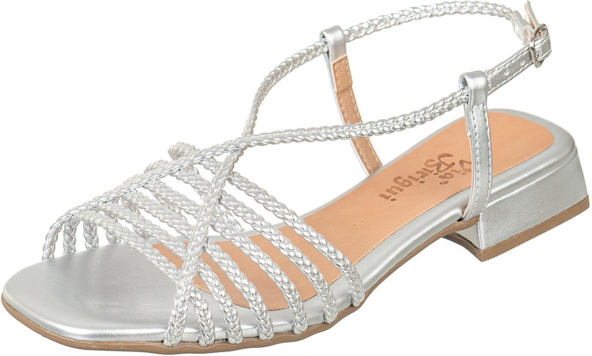 Sandalia Feminina Saltinho Baixo Metalizada Via Birigui