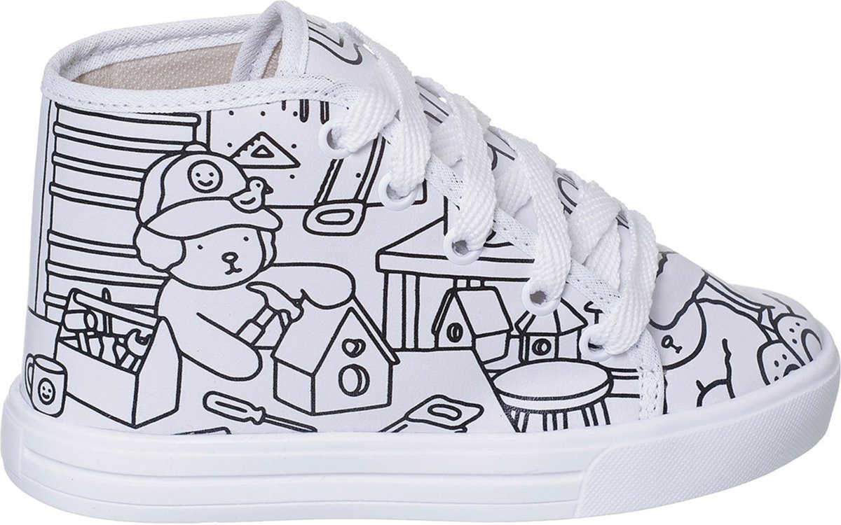 Infantil - Tênis Personagem Desenho Pinte Você Mesmo Footz Cano Alto Botinha Unissex Para Colorir