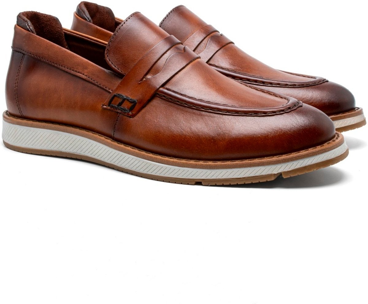 Imagem principal Sapato Casual Mocassim Loafer Couro Masculino Calcanheira Espumada Macio Confortável Clássico FRANCA GRIFFE caramelo FRANCA GRIFFE caramelo