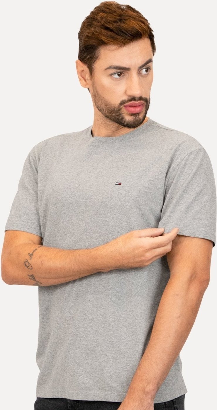 Imagem principal Camiseta Tommy Jeans Masculina Regular C-Neck Flag Mescla cinza Tommy Jeans cinza