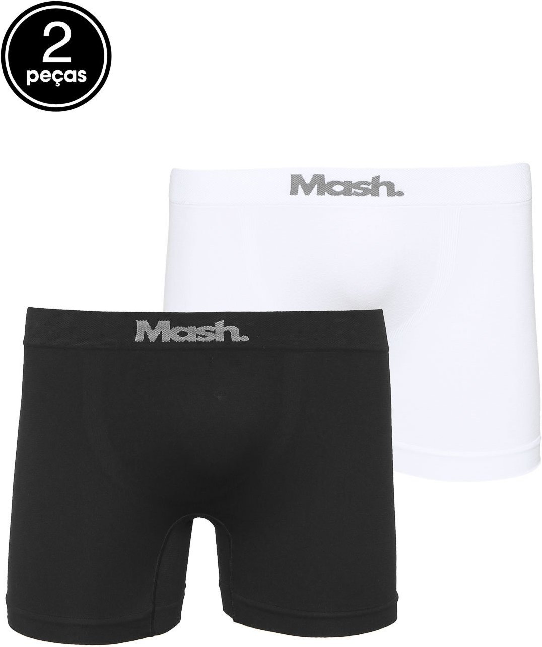 Imagem principal Kit 2 Pçs Cueca MASH Boxer Logo e Branco preto MASH preto