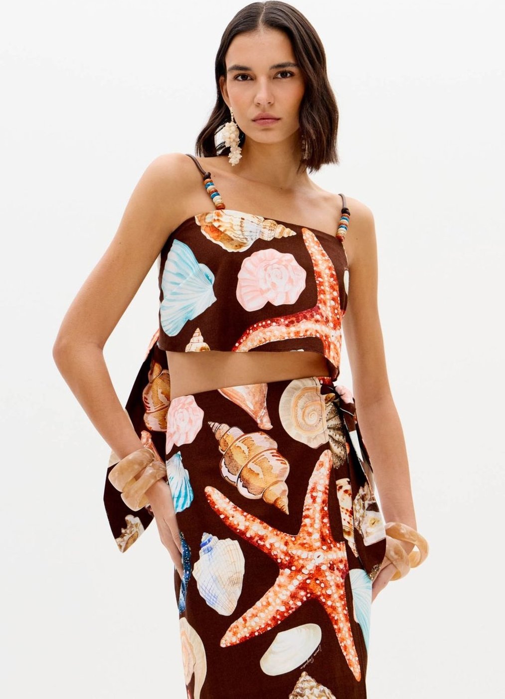 Imagem principal Top De Alças Estampado Com Amarração Lança Perfume marrom Lança Perfume marrom