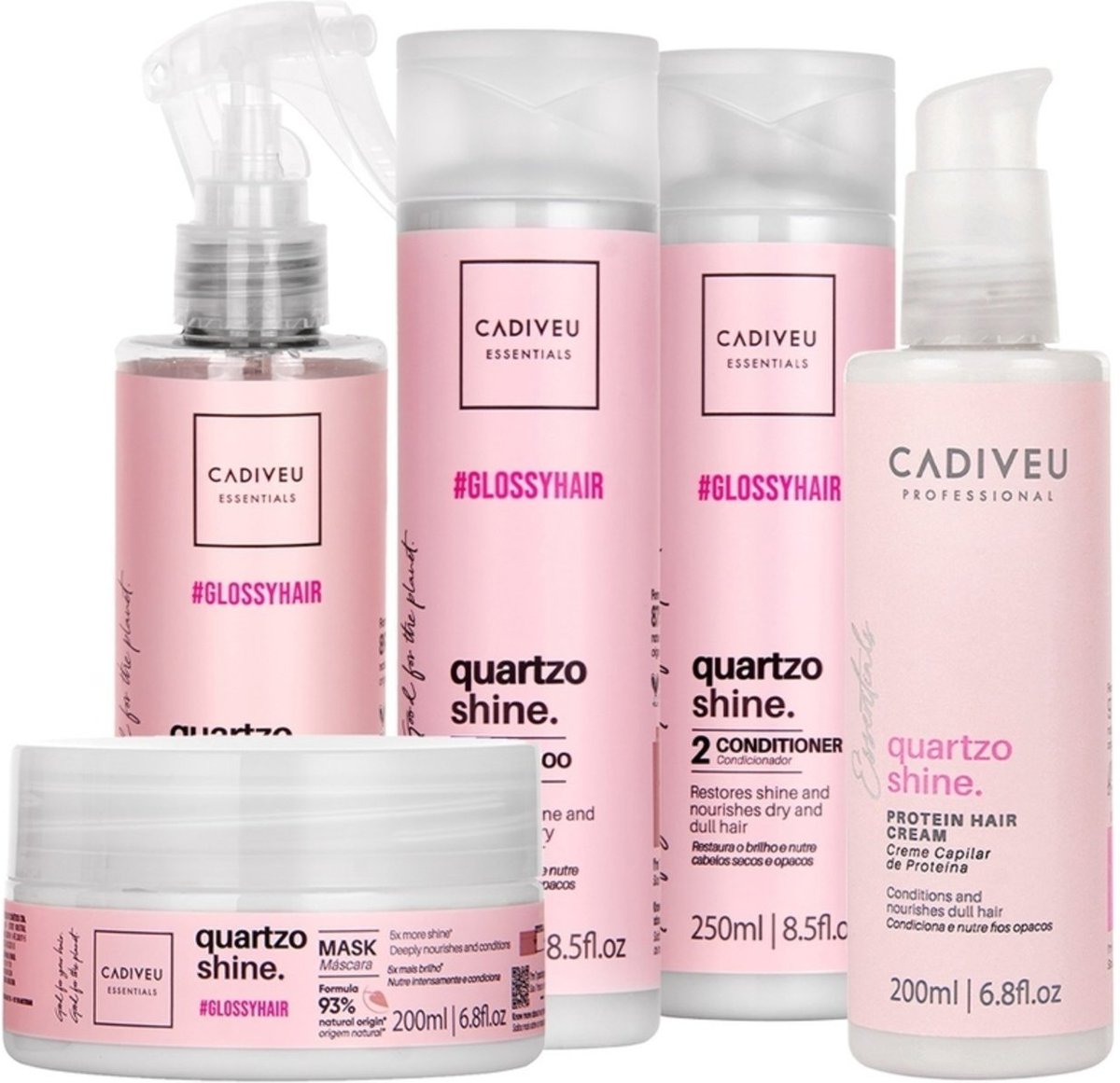 Imagem principal Kit Cadiveu Essentials Quartzo Shine Shampoo Condicionador Fluído Máscara e Protein Hair (5 produtos) Cadiveu Professional cream Cadiveu Professional cream