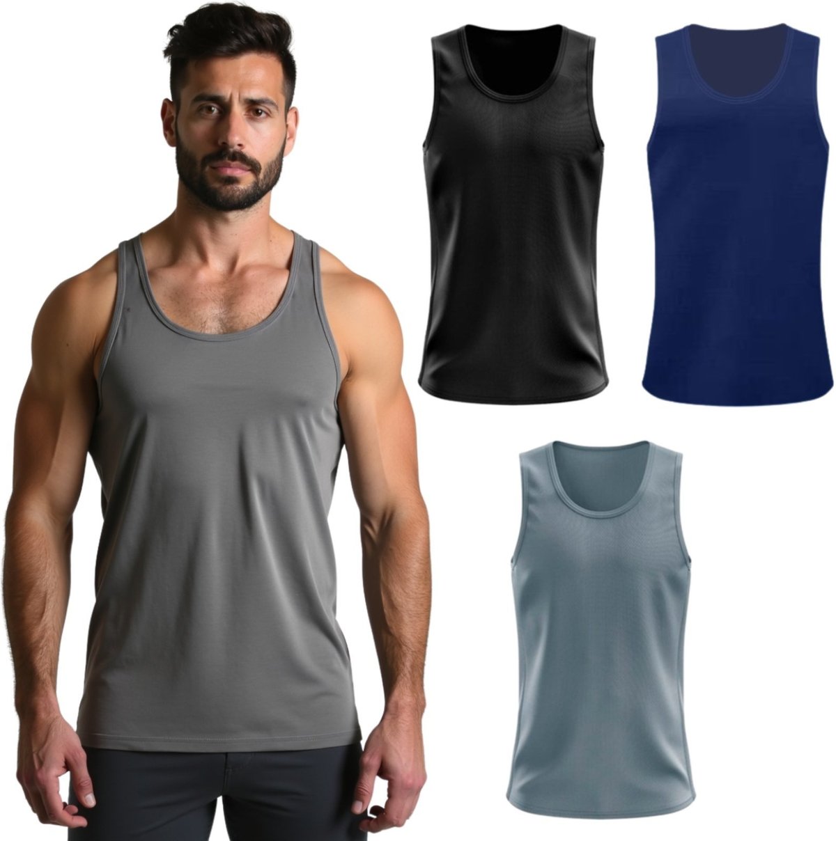 Imagem principal Kit 3 Regatas Femininas Dry Fit Masculinas TH6 Poliéster Básicas Casuais multicolorido TH6 multicolorido