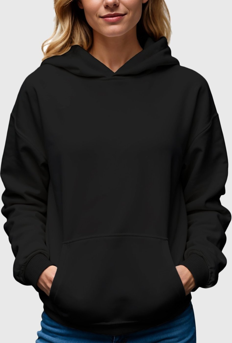 Imagem principal Kit 2 Moletom Canguru Feminino Fechado Flanelado Benellys Liso com cinza/preto Benellys cinza/preto