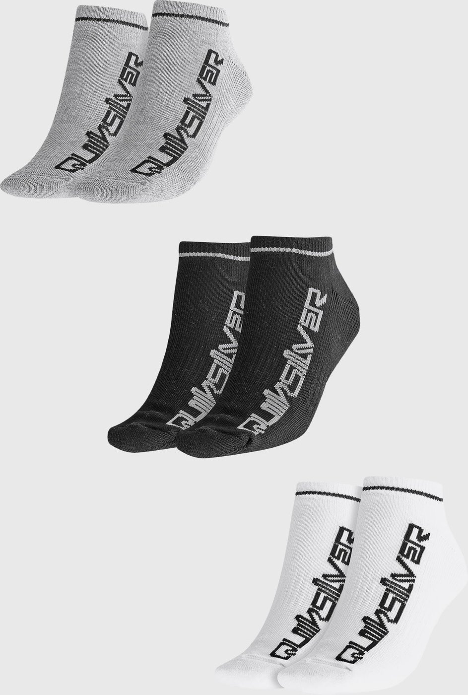 Kit 3pçs Meia Quiksilver Cano Baixo Invisivel