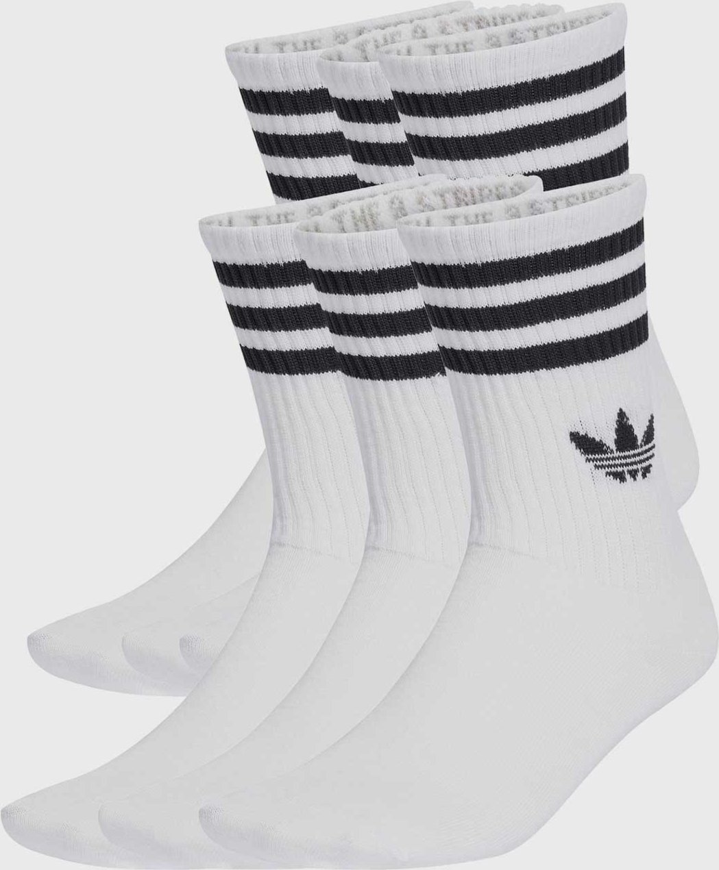 Kit 6 Pares de Meia Unissex adidas Originals 3 Stripes Crew Branca