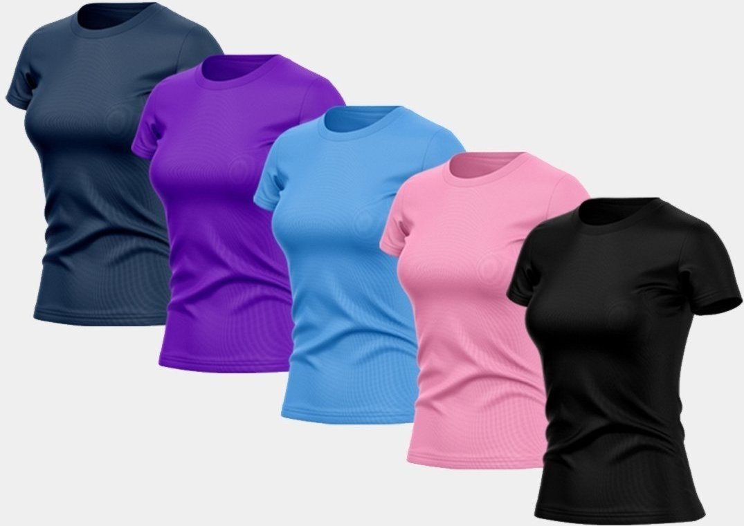 Imagem principal Kit 5 Camisetas Feminina Dry Fit Básica Lisa Proteção Solar UV Térmica Blusa Academia Esporte Camisa ADRIBEN multicolorido ADRIBEN multicolorido
