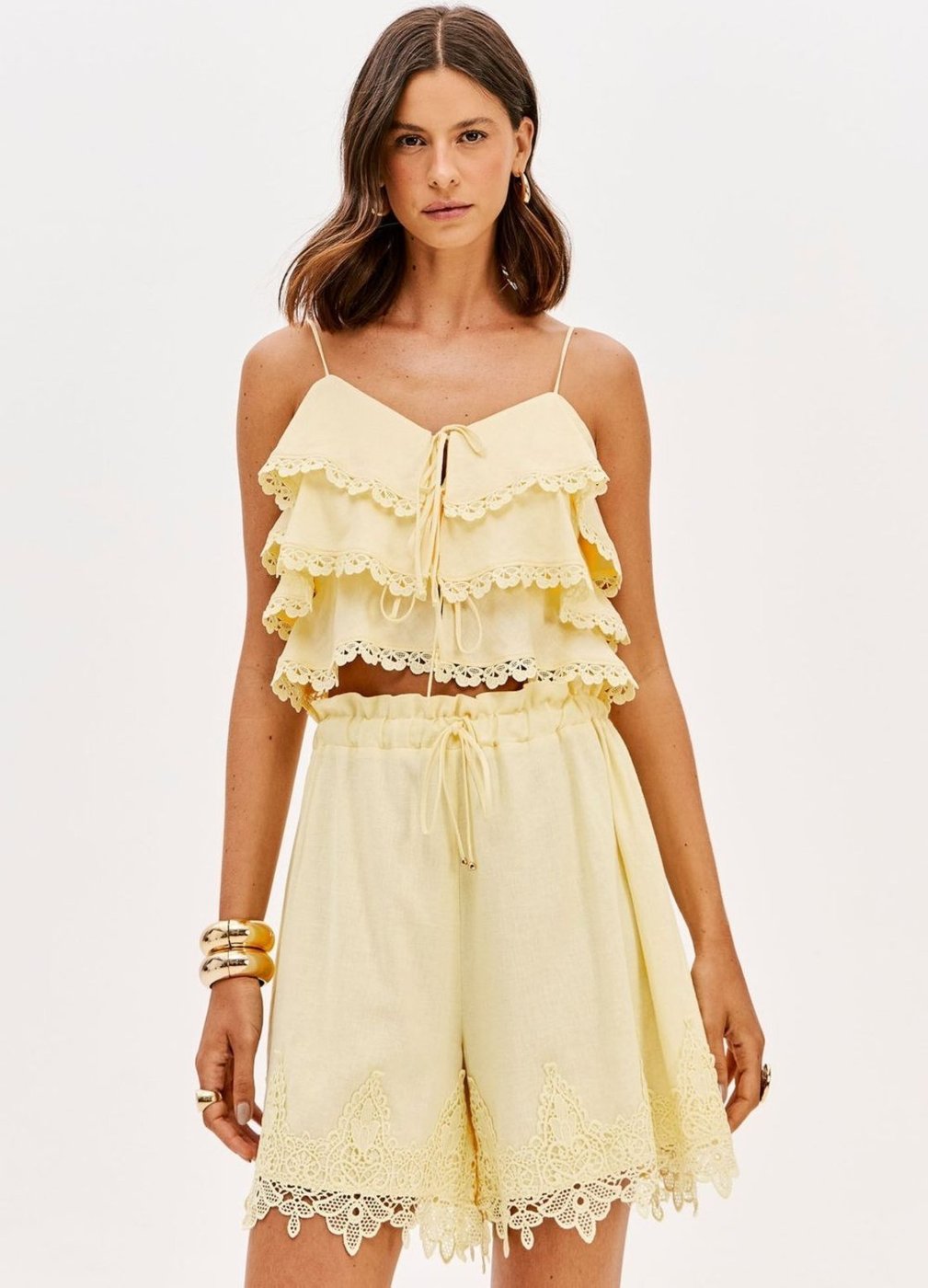 Imagem principal Blusa De Alças Com Amarrações E Linho Lança Perfume amarelo Lança Perfume amarelo