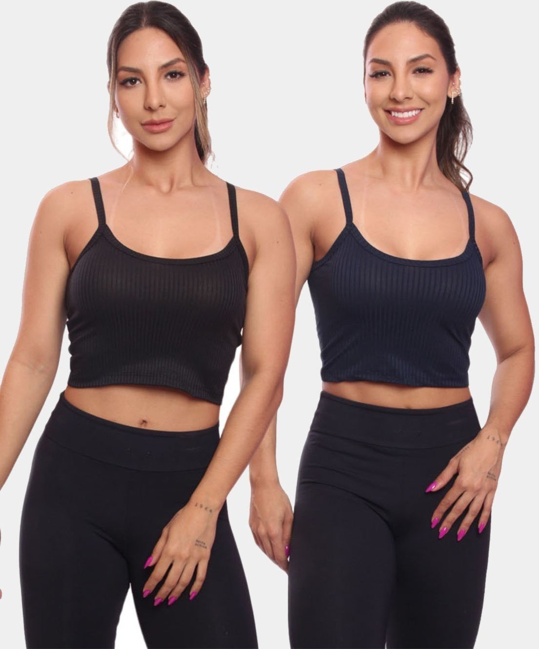 Imagem principal Kit 2 Top Cropped Alcinha Canelado Feminino Lisa Blusa Blusinha Básica Colorido ADRIBEN multicolorido ADRIBEN multicolorido