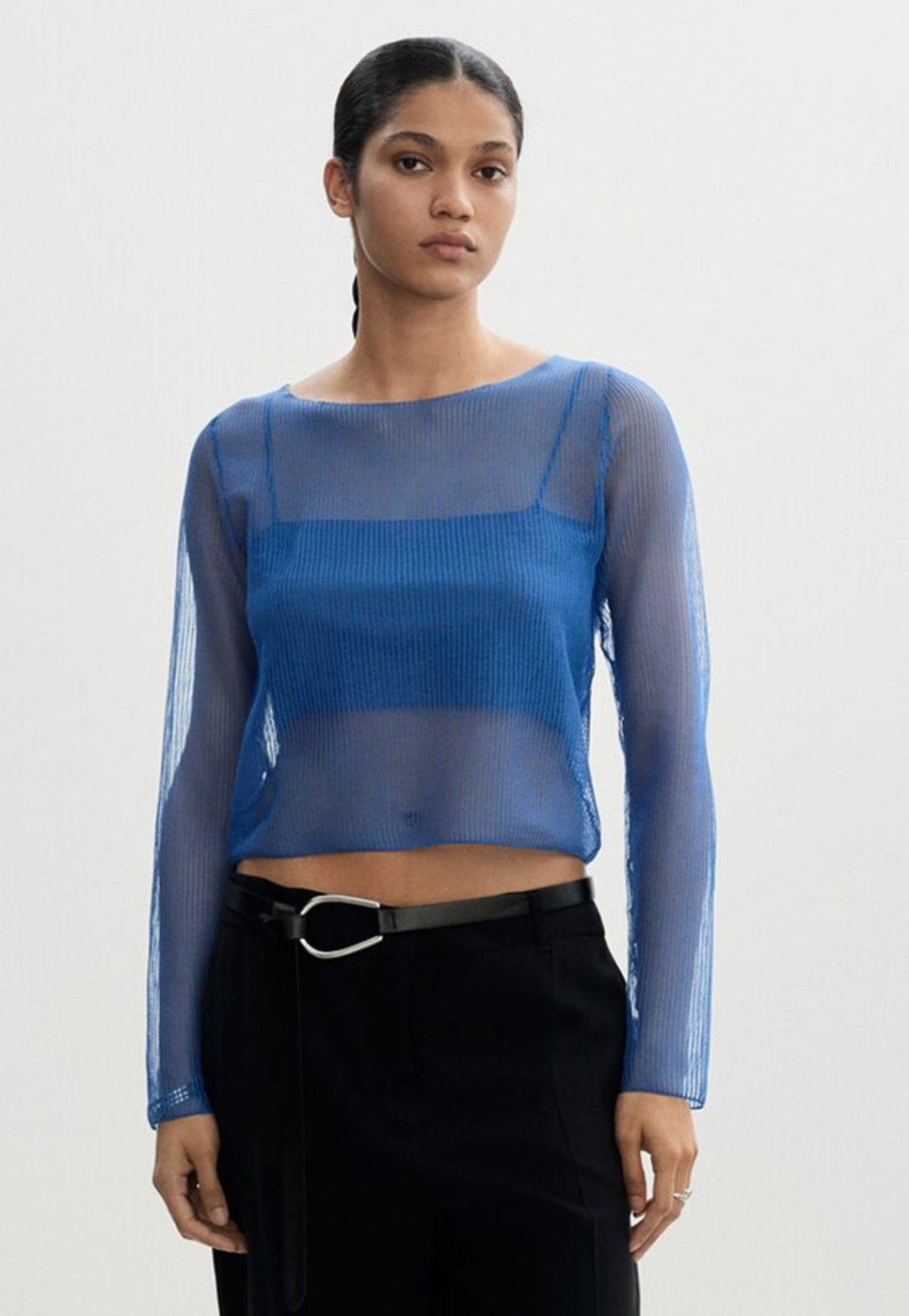 Imagem principal Blusa Mango Reta Transparente com Top azul Mango azul