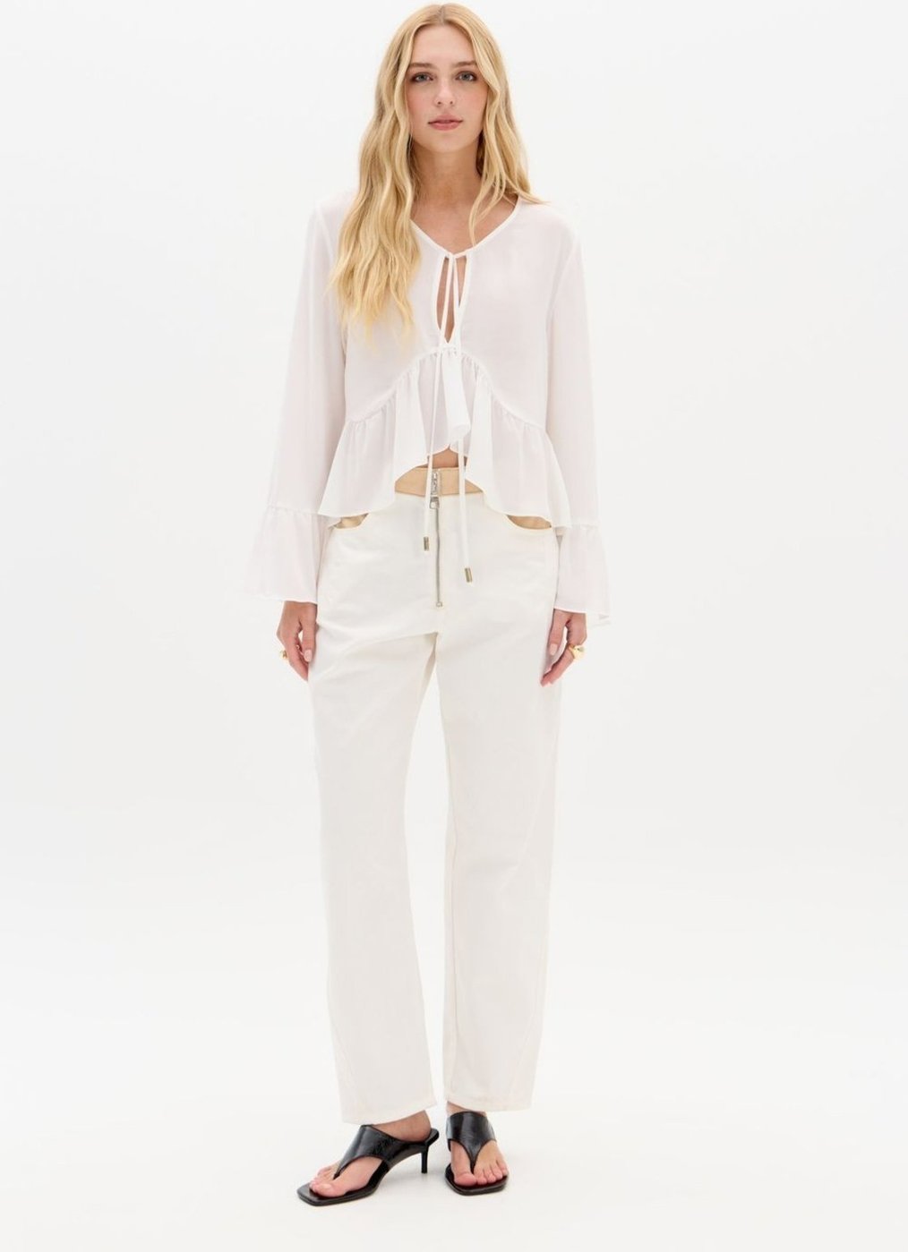 Calça Sarja Barrel Cintura Média